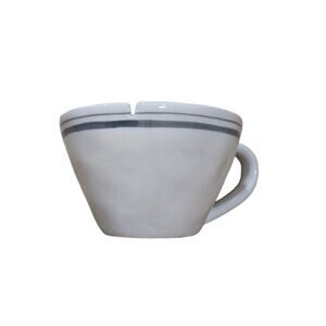 Mud Pie HOT tea cup with tea bag holder and gray stripe